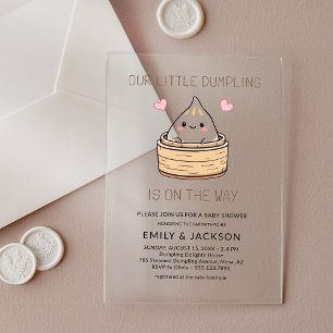 Süße kleine Klößchen-Herzen-Baby-Party Acryleinladungen