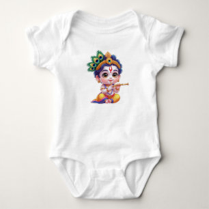Süße kleine Krishna-Baby-Kunst-Outfit – Hindu-Gott Baby Strampler