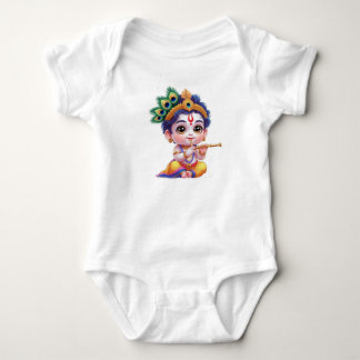 Süße kleine Krishna-Baby-Kunst-Outfit – Hindu-Gott Baby Strampler
