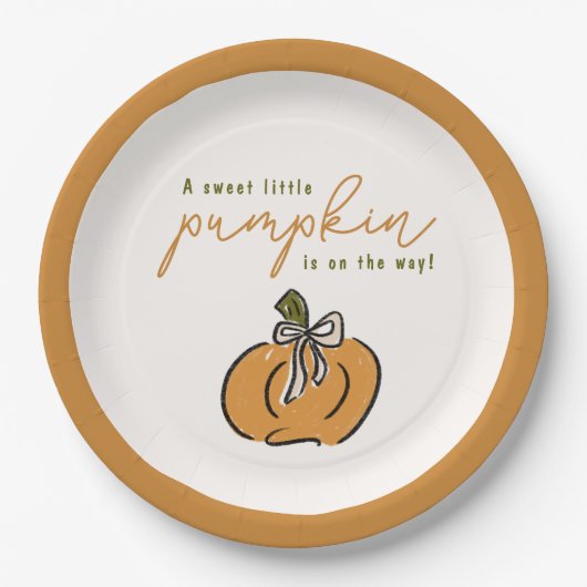 Süße kleine Kürbis auf dem Weg zur Niedlichen Baby Pappteller (Vorderseite)