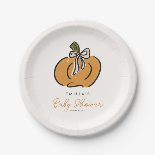 Süße kleine Kürbis auf dem Weg zur Niedlichen Baby Pappteller (Vorderseite)