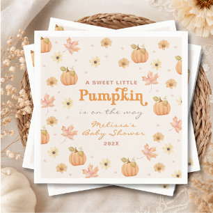 Süße kleine Kürbis-Blumen-Herbst-Baby-Party  Serviette