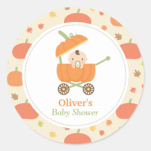 Süße kleine Kürbiswagen Baby Shower Aufkleber