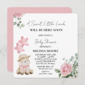 Süße kleine Lammpink-Blume Einladung (Vorne/Hinten)