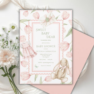 Süße kleine Liebling Tulpen Rosa Babyparty Einladung