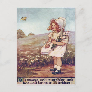 Süße kleine Mädchen Gänseblümchen Schmetterlingsfe Postkarte