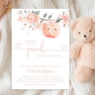 Süße kleine Mädchen-Pfirsich-Baby-Party Einladung