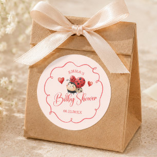 Süße kleine Marienkäfer-Baby-Party Runder Aufkleber