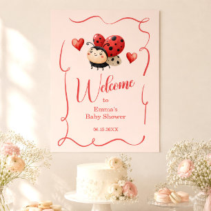Süße kleine Marienkäfer-Baby-Shower-Einladung Poster