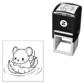 Süße kleine Maus-Blatt-Boot Permastempel (Beispiel)