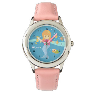 Süße kleine Meerjungfrau unter Meerestieren Armbanduhr