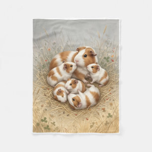 Süße kleine Meerschweinchen-Familie Fleece-Decke Fleecedecke