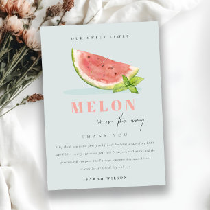 Süße kleine Melone Wasserfarbe Blau Baby Shower Dankeskarte