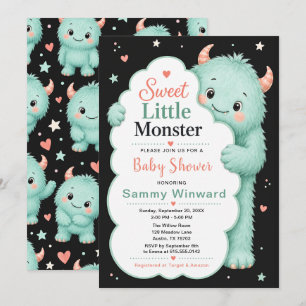 Süße kleine Monster-Baby-Party Einladung