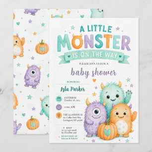 Süße kleine Monster-Baby-Party Halloween Einladung
