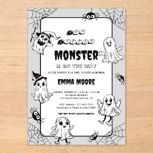 Süße kleine Monster-Baby-Party-Illustration Acryleinladungen