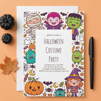 Süße kleine Monster Halloween-Kostenüm-Party Einladung
