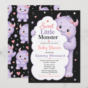 Süße kleine Monster-Mädchen-Baby-Party Einladung