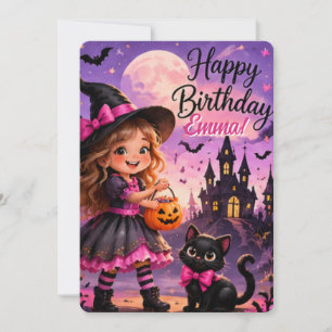 Süße kleine Monster-Mädchen-Halloween-Geburtstagse Dankeskarte