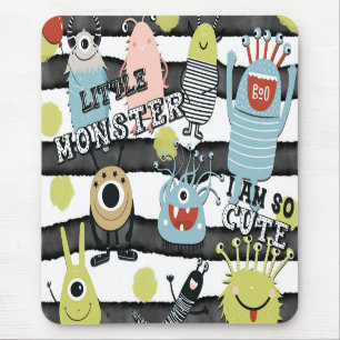 Süße kleine Monster Moderne Chic Wasserfarbe Strei Mousepad