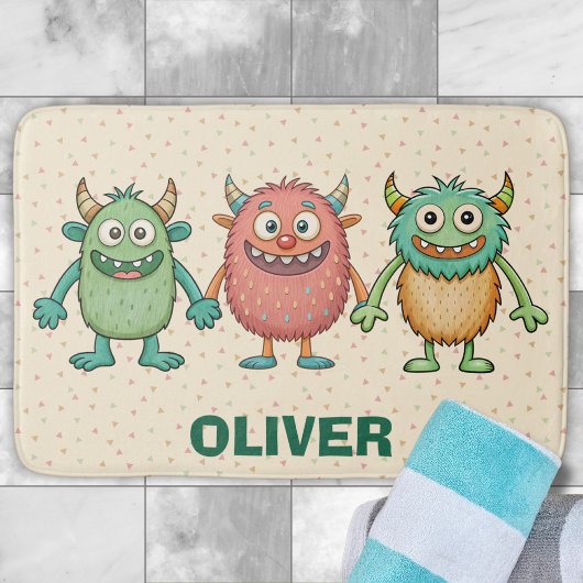 Süße kleine Monster Personalisiert Badematte
