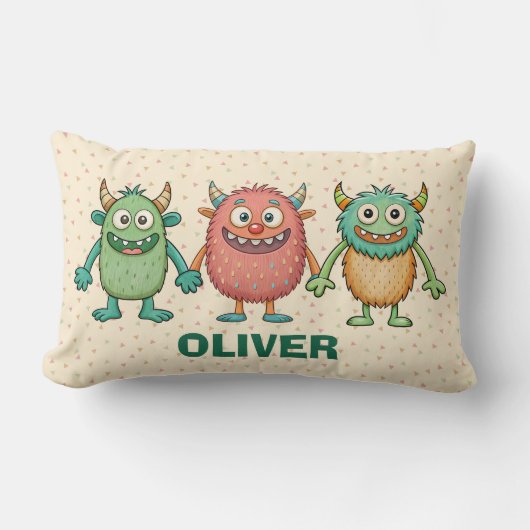 Süße kleine Monster Personalisiert Lendenkissen (Vorderseite)