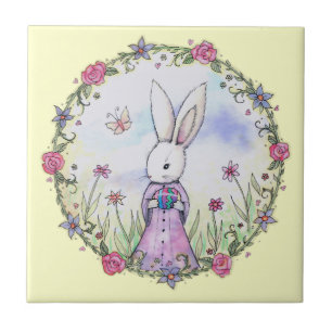 Süße kleine Osterhasen-Illustration Fliese