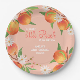 Süße kleine Pfirsich-Babyparty Pappteller