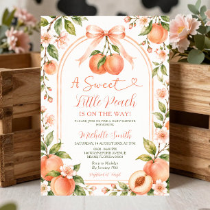 Süße kleine Pfirsich-Schleife Baby Shower Floral Einladung