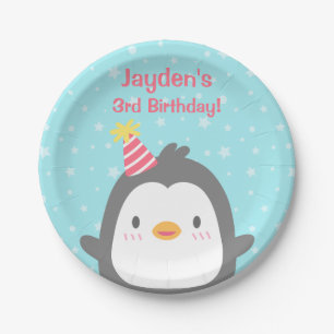 Süße kleine Pinguin-Geburtstagsfeier Zubehör Pappteller