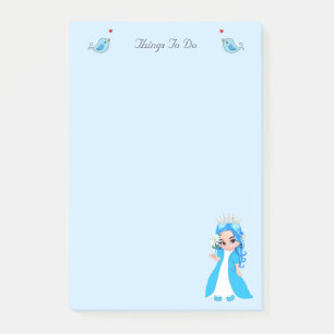 Süße kleine Prinzessin auf hellblauen Things To Do Post-it Klebezettel