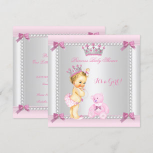 Süße kleine Prinzessin Baby Shower Blondes Mädchen Einladung