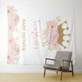 Süße kleine Prinzessin Blush Bloral Gold Crown Bab Wandteppich (Beispiel (Horizontal))