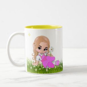 Süße kleine Prinzessin mit Blumen Zweifarbige Tasse