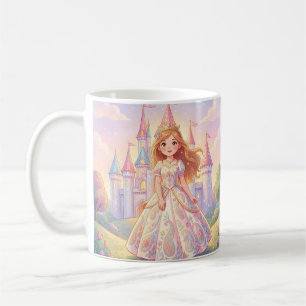 Süße kleine Prinzessin mit glitzerndem Schloss Kaffeetasse