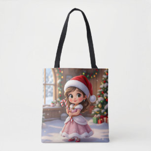 Süße kleine Prinzessin mit Weihnachtsmütze Tasche