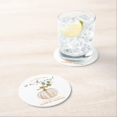 Süße kleine Pumpkin auf dem Weg Baby Dusche Runder Pappuntersetzer (Vor Ort)