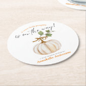 Süße kleine Pumpkin auf dem Weg Baby Dusche Runder Pappuntersetzer (Angewinkelt)