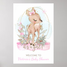 Süße kleine Reh-Baby-Shower-Willkommensschild