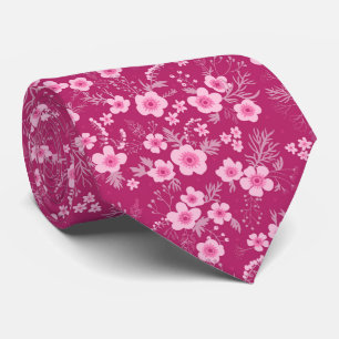 Süße kleine rosa Blüten mit Magenta-Hintergrund Krawatte