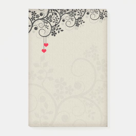Süße kleine rote Herzen Blumen-Design Post-it Klebezettel (Vorderseite)
