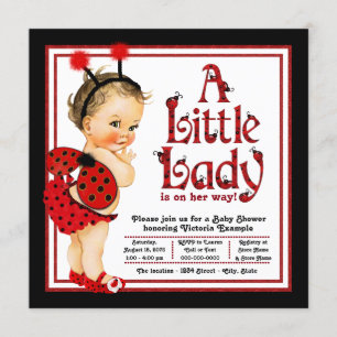 Süße kleine rote Ladybug-Dame Baby Shower Einladung