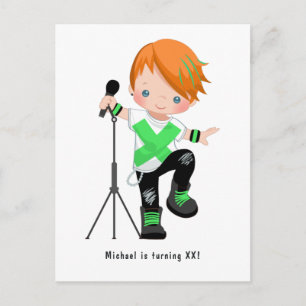 Süße kleine Rotschopf Rockstar Geburtstagsfeier Postkarte