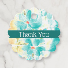 Süße kleine Scalloped Blue Flower Hochzeit Geschenkanhänger