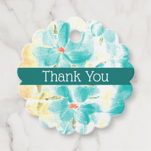 Süße kleine Scalloped Blue Flower Hochzeit Geschenkanhänger (Vorderseite)