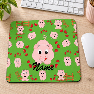 Süße kleine Schweinchen und Herzen Muster  Mousepad