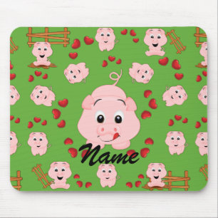 Süße kleine Schweinchen und Herzen Muster Mousepad