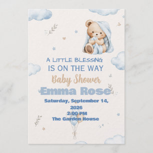 Süße kleine Segnung Teddybär Baby Shower Einladung