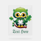 Süße kleine St. Patrick Cartoon-Eule Acrylschild (Vorderseite)