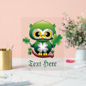 Süße kleine St. Patrick Cartoon-Eule Acrylschild (Hochzeit)